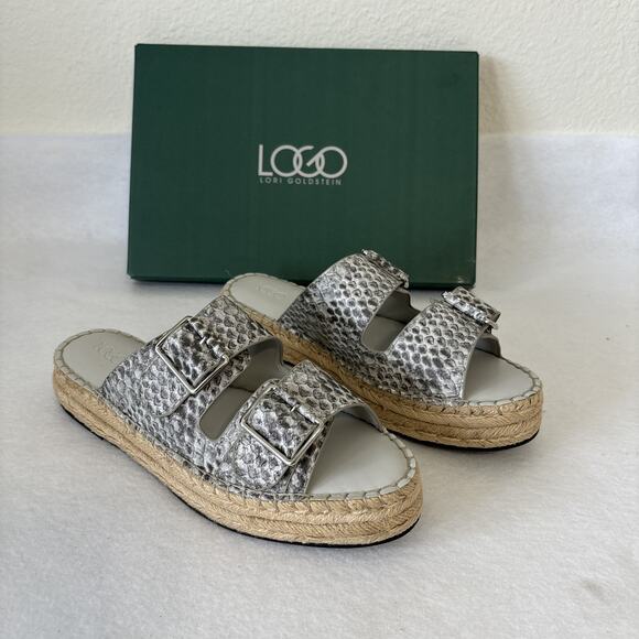 LORI GOLDSTEIN SANDALS LINDSAY WOMENS GRAY SNAKE PRINT‎ LEATHE 8M - Picture 1 of 7
